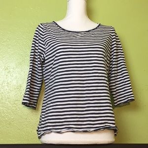 Stripped Boatneck 3/4 Sleeve Tee